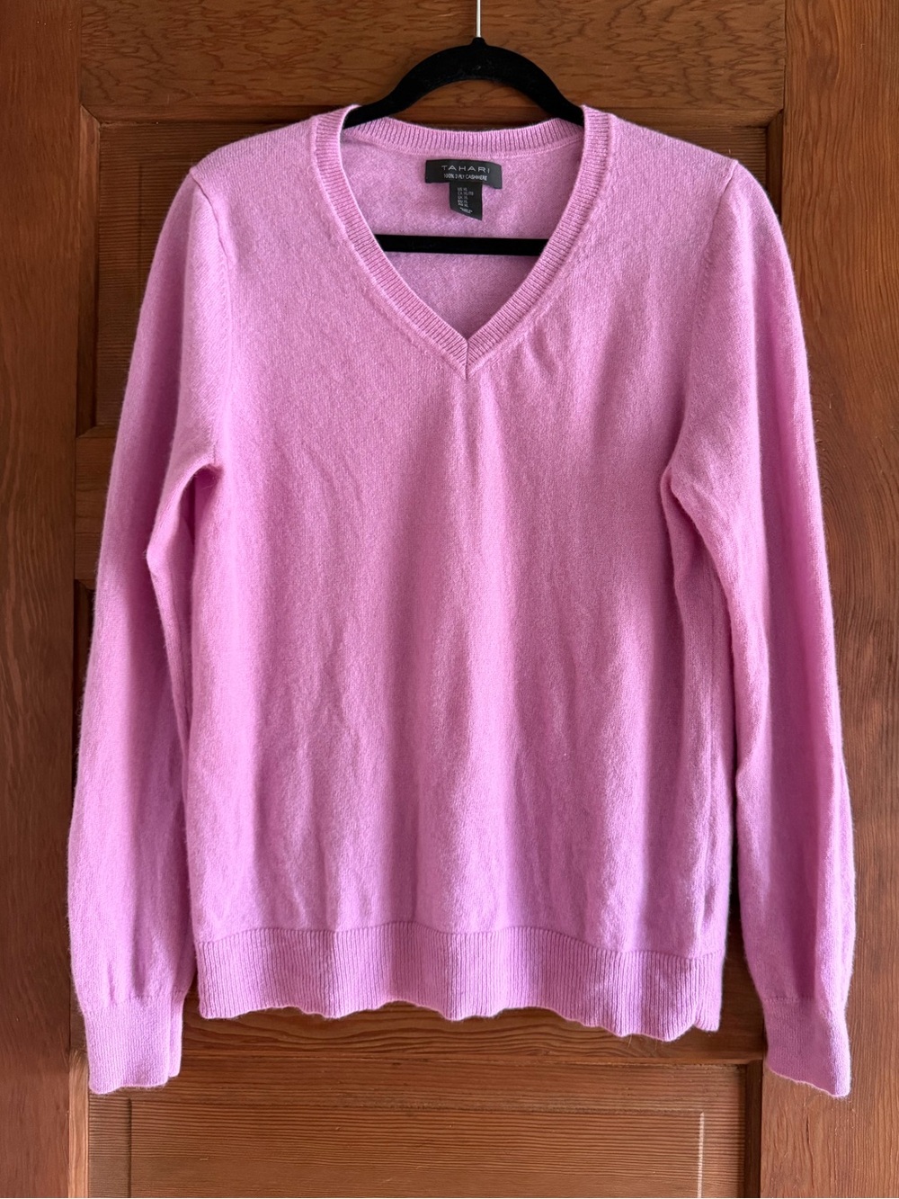 Tahari 100% 2 Ply Cashmere Pink Lavender V-Neck Women's Sweater Size XL